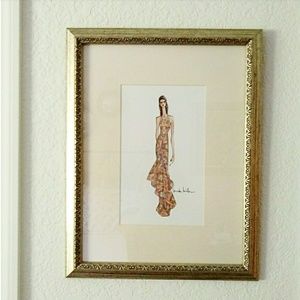 NICOLE MILLER Framed Fashion Sketch Drawing